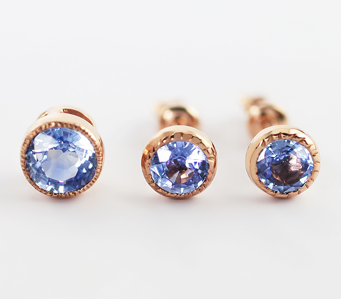 Золото Комплект с синими сапфирами