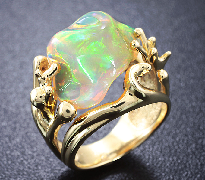 Золото Кольцо с эфиопским опалом
