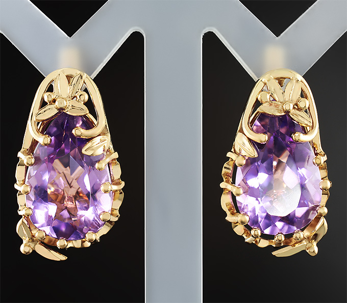 Золото Серьги с аметистами!