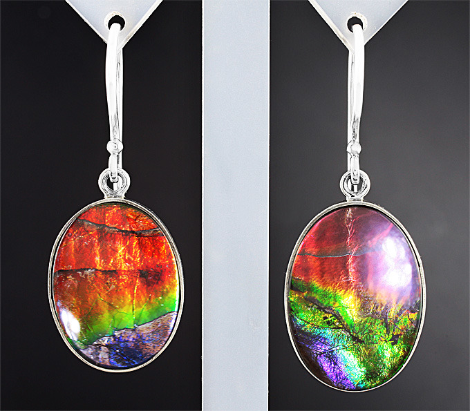 Серебро 925 Серьги с аммолитами аммонита