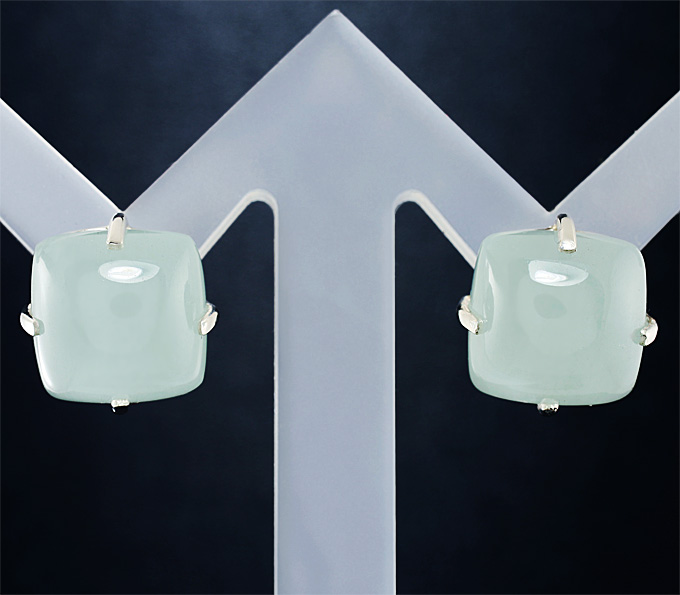 Серебро 925 Пусеты с аквамаринами