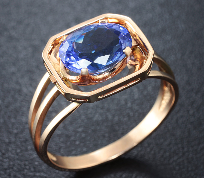 Золото Кольцо c танзанитом