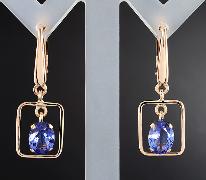 Золото Серьги с танзанитами