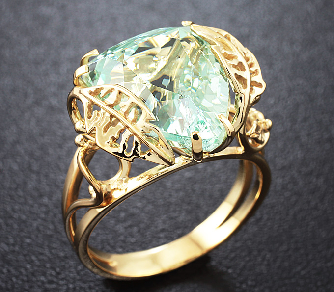 Золото Кольцо с афганским гидденитом