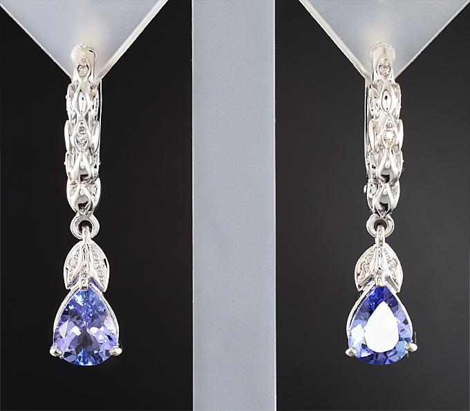 Золото Серьги с танзанитами и бриллиантами