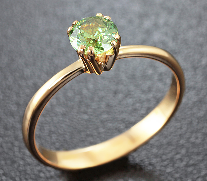 Золото Кольцо с уральским демантоидом