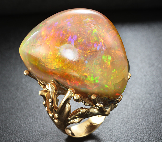 Серебро 925 Кольцо c кристаллическим Welo опалом эксклюзивного размера