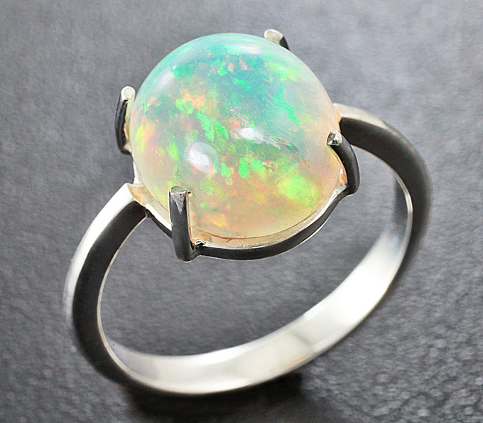 Серебро 925 Кольцо c кристаллический Welo опалом