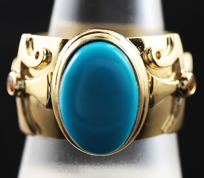 Золото Золотое кольцо с иранской бирюзой