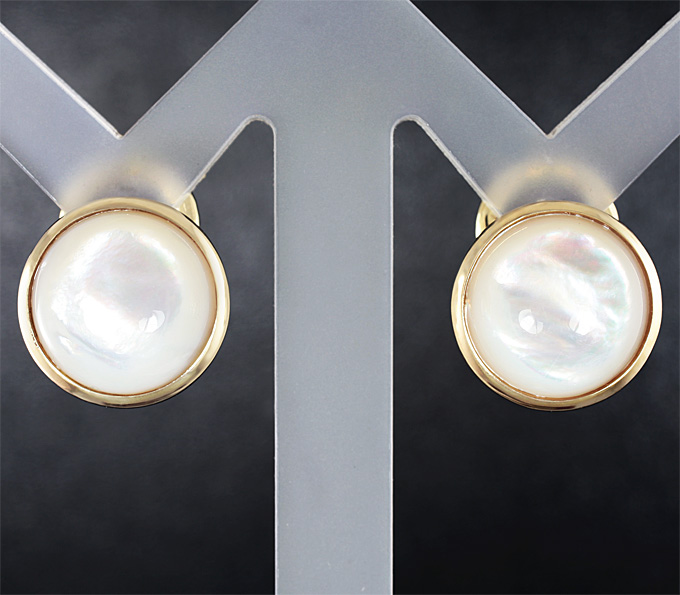 Золото Серьги с перламутром