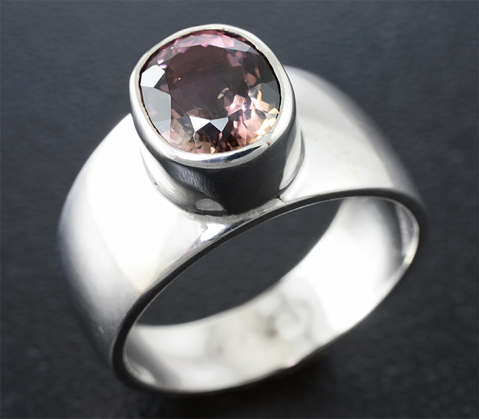 Серебро 925 Кольцо c полихромным турмалином