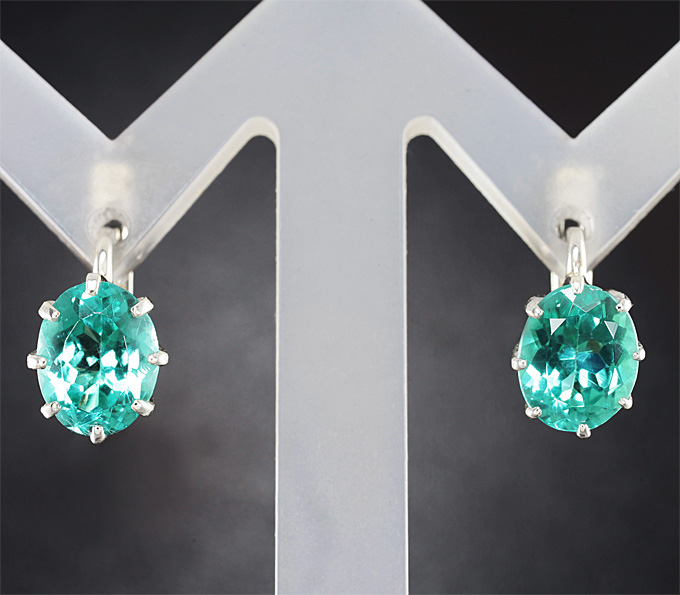 Серебро 925 Серьги с «неоновым» апатитами