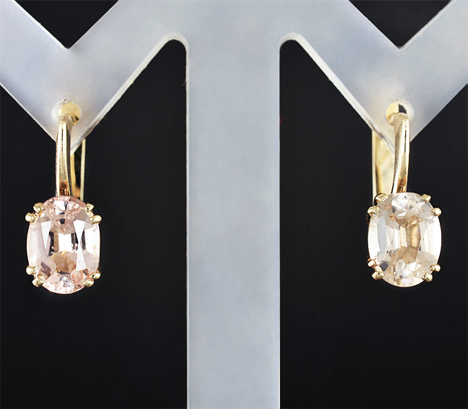 Золото Серьги с морганитами