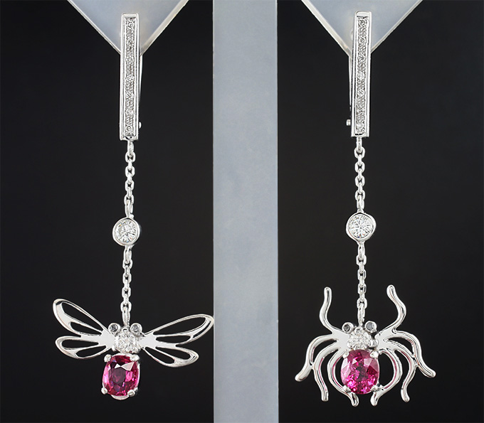 Золото Серьги с рубинами и бриллиантами