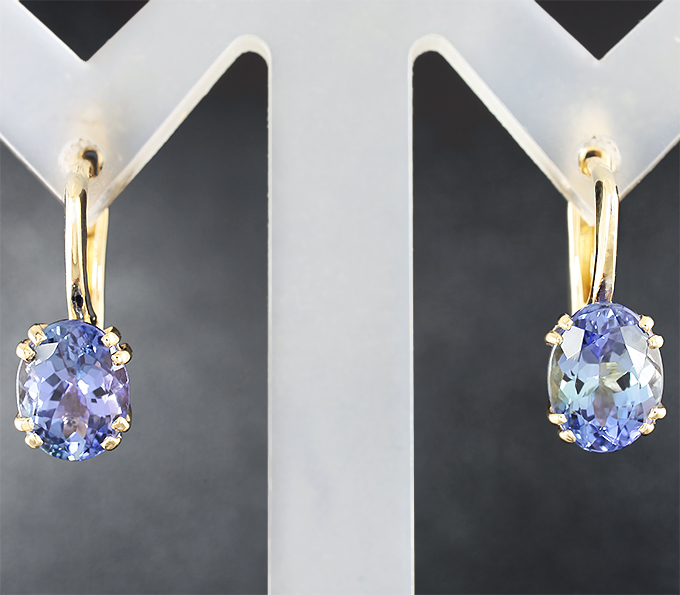 Золото Серьги с танзанитами