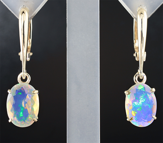 Золото Серьги с кристаллическими Welo опалами
