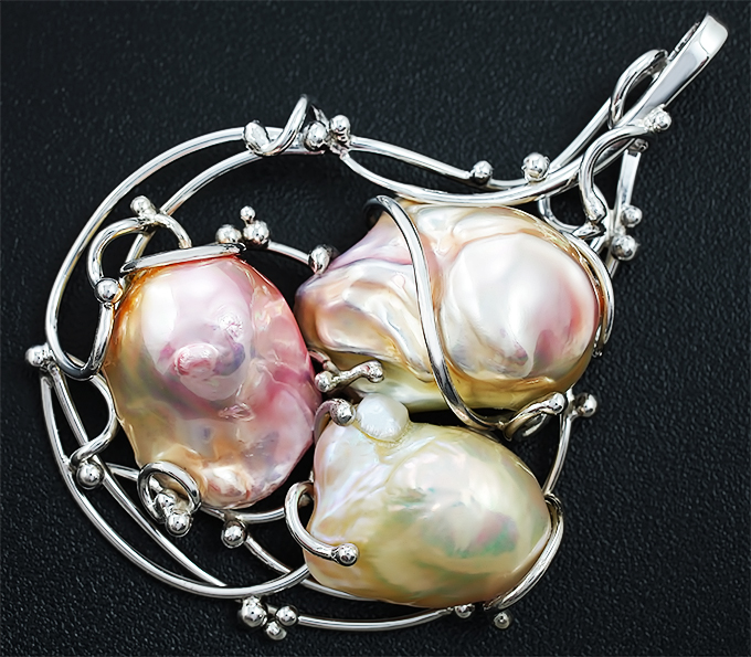 Серебро 925 Кулон с барочным жемчугом