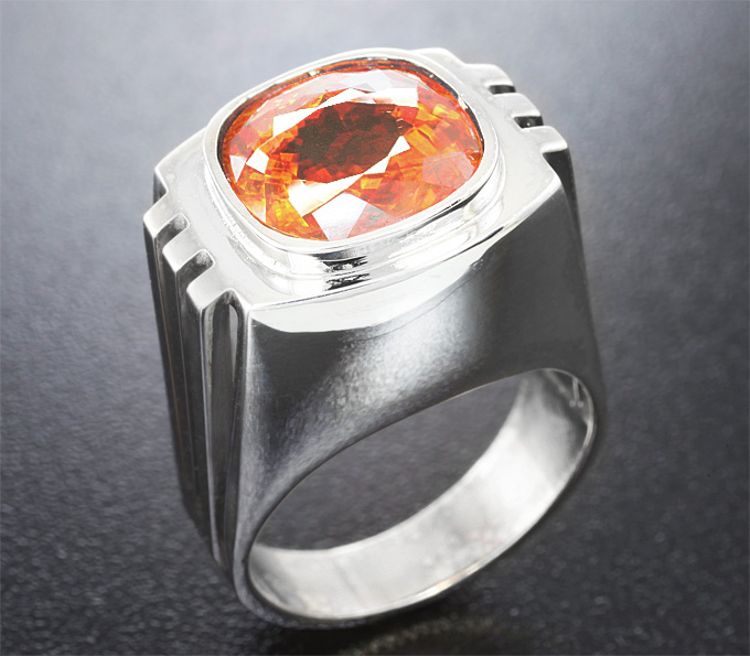 Серебро 925 Кольцо c золотистым кальцитом