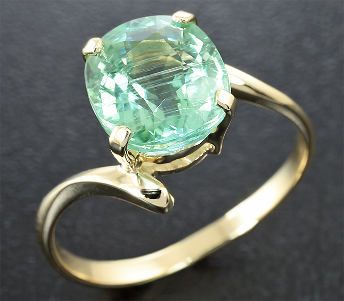 Золото Кольцо с парайба турмалином