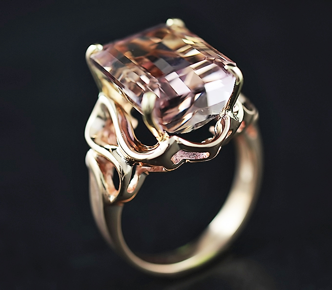 Золото Кольцо с чистейшим аметрином