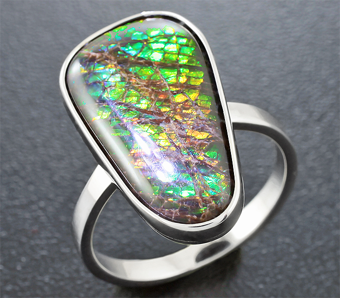 Серебро 925 Кольцо c аммолитом аммонита