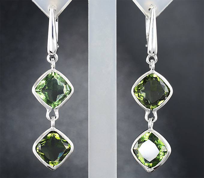 Серебро 925 Серьги с молдавитами