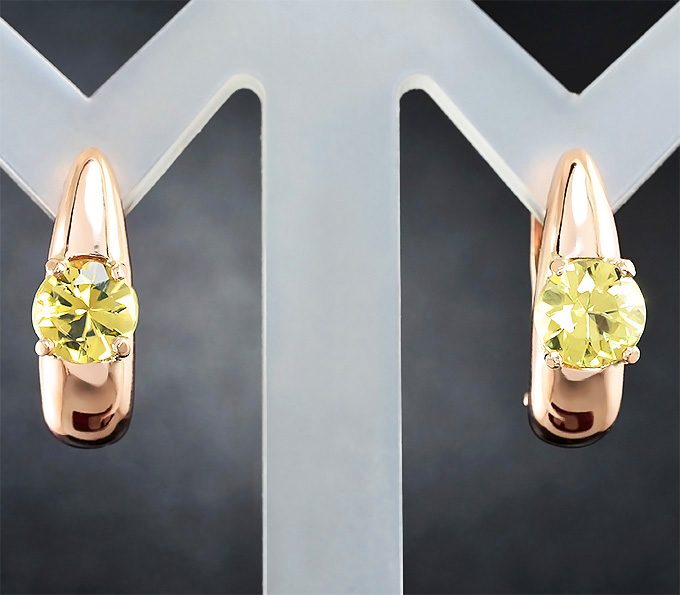 Золото Cерьги с хризобериллами