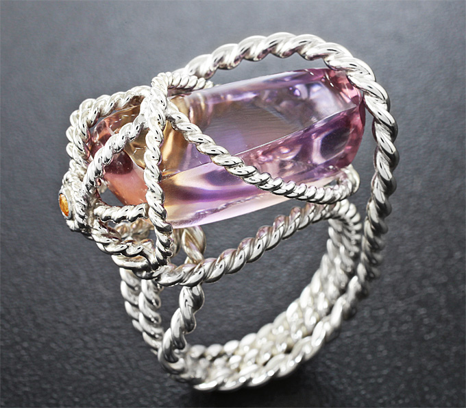 Серебро 925 Кольцо c аметрином и цитрином