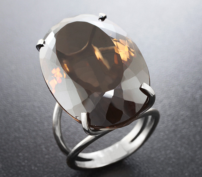 Серебро 925 Кольцо c дымчатым кварцем