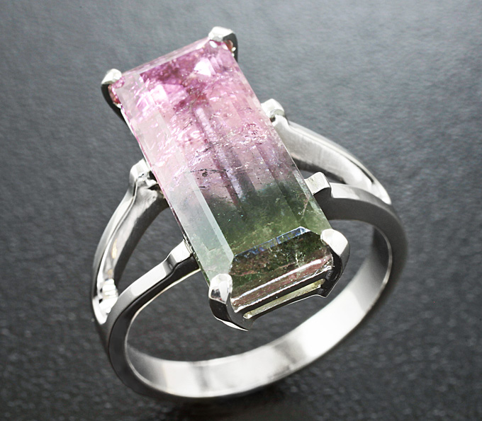 Серебро 925 Кольцо c арбузным турмалином