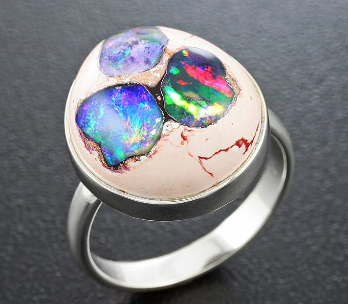 Серебро 925 Кольцо c мексиканским jelly опалом