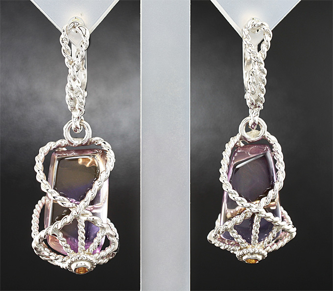 Серебро 925 Серьги с аметринами и цитринами