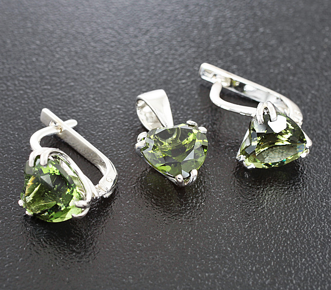 Серебро 925 Комплект с молдавитами