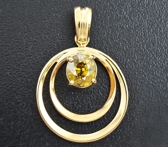 Серебро 925 Серебряный кулон с золотистым сфеном