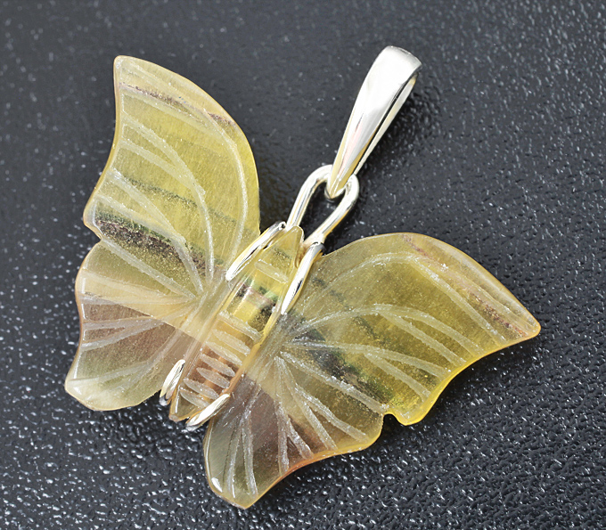 Серебро 925 Кулон с резным флюоритом