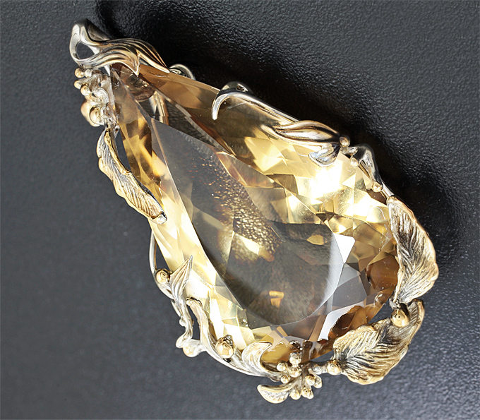 Серебро 925 Брошь/кулон с цитрином