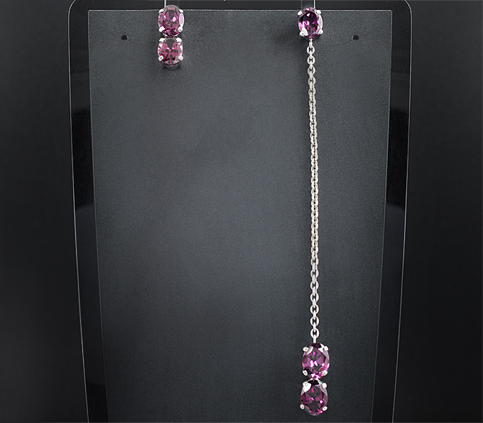 Серебро 925 Серьги с родолитами гранатами