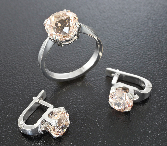 Серебро 925 Комплект с морганитами