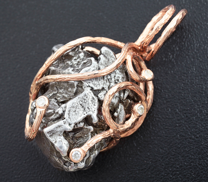 Серебро 925 Кулон с осколком метеорита Кампо-дель-Сьело