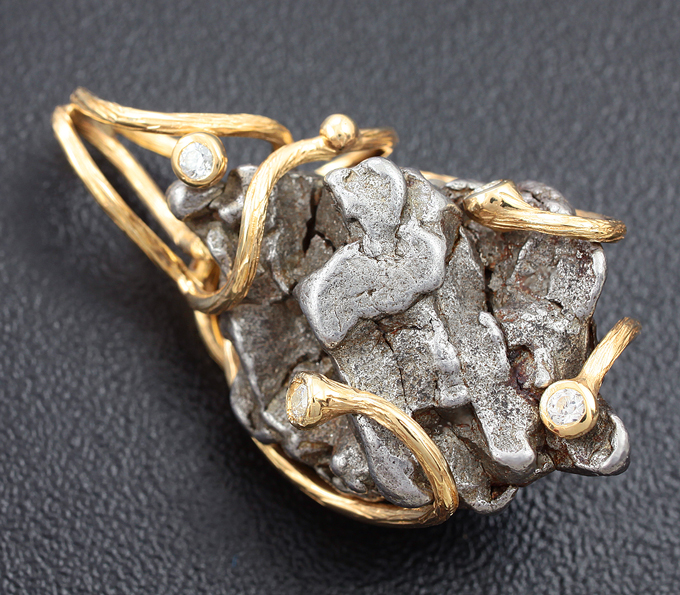 Серебро 925 Кулон с осколком метеорита Кампо-дель-Сьело