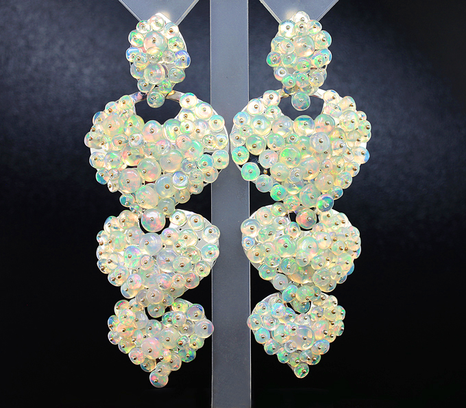 Серебро 925 Серьги с эфиопскими опалами массой 32,62 карат