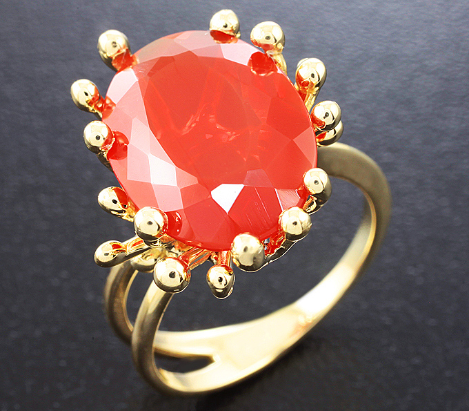 Золото Кольцо с мексиканским огненным опалом
