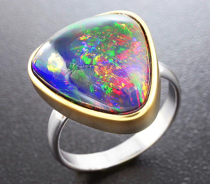 Серебро 925 Кольцо c кристаллическим черным опалом