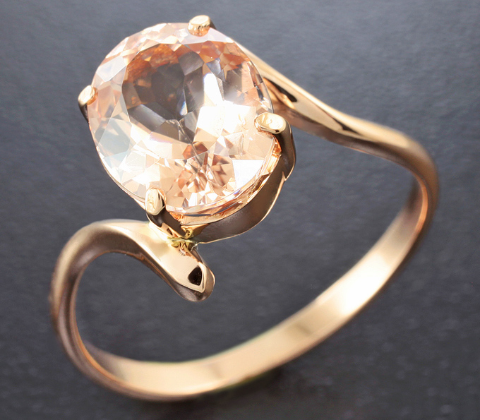 Золото Кольцо с морганитом