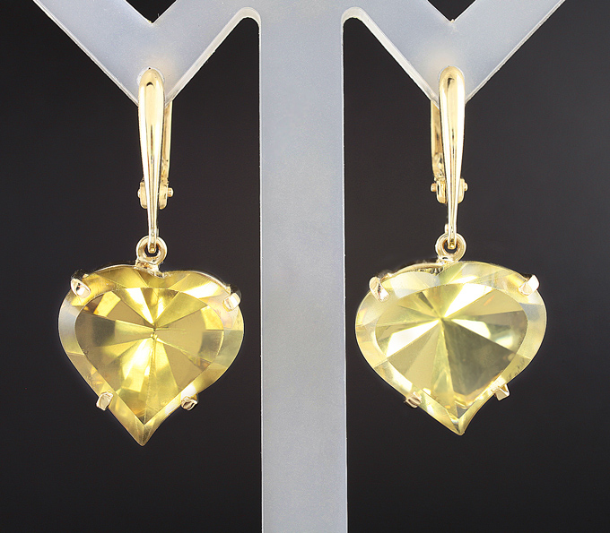 Золото Серьги с цитринами авторской огранки