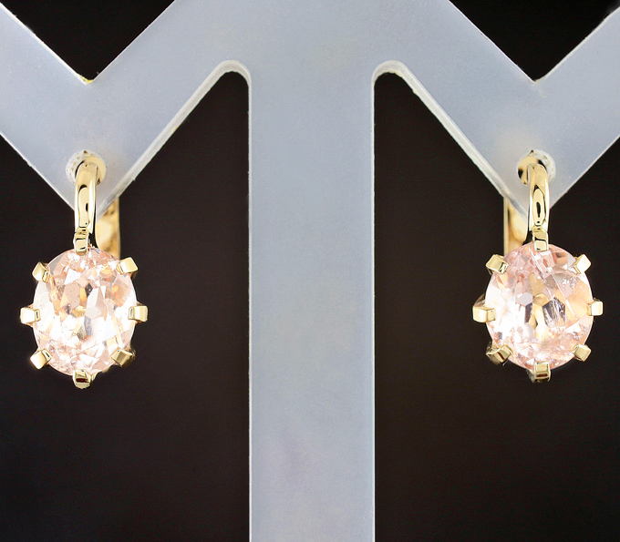 Золото Cерьги с морганитами