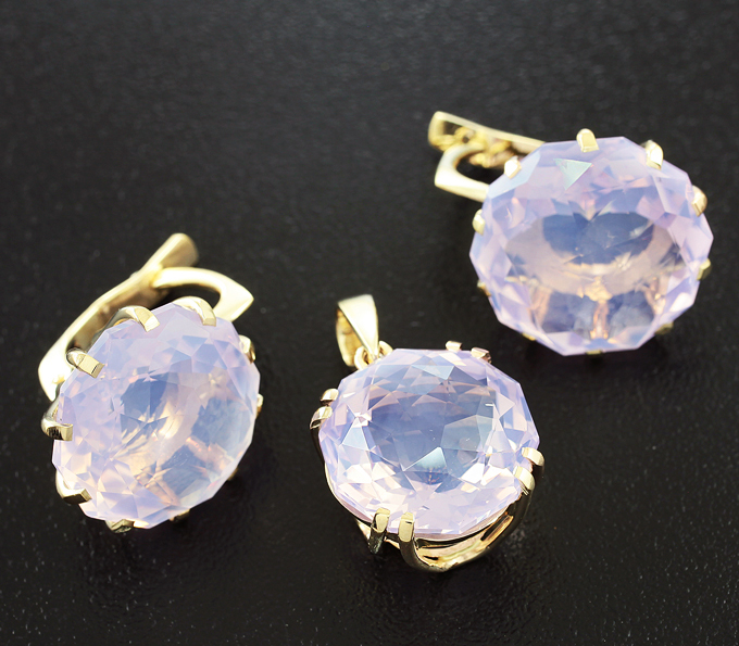 Золото Комплект с лавандовыми аметистами