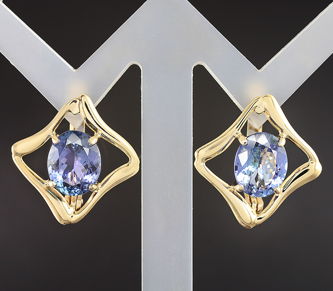 Золото Серьги с танзанитами