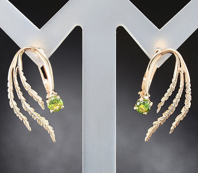 Серебро 925 Серьги с демантоидами