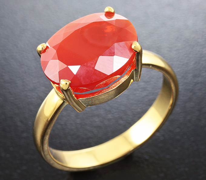 Золото Кольцо с мексиканским огненным опалом